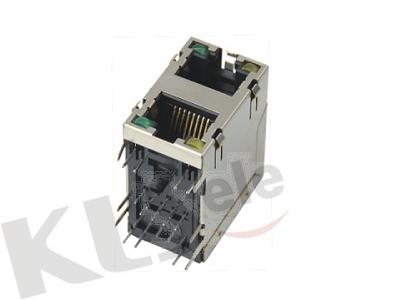 RJ45-8P8C 2x1 jack with LED (no transformer)