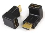 HDMI A female to HDMI A male adaptor,90˚ angle type

