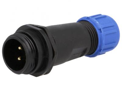 IP68  W13 CONN, Male Plug for cable, Solder