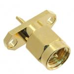 2-Hole Flange Panel Mount SMA Connector Straight (Plug, Male,50Ω) L18mm