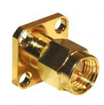 4-Hole Flange Panel Mount SMA Connector Straight (Plug, Male,50Ω) L18mm