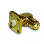 4-Hole Flange Panel Mount SMA Connector Right Angle (Jack,Female,50Ω)